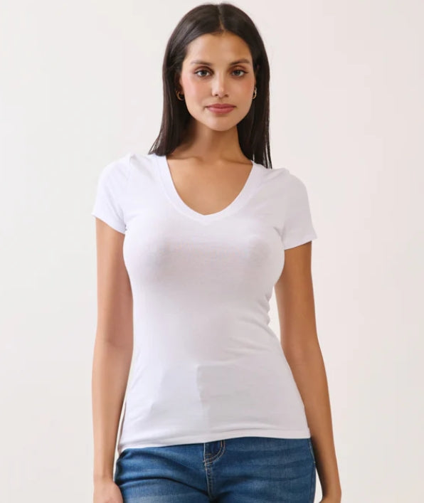 HEART & HIPS SHORT SLEEVE V-NECK TUNIC TOP LKT1006LE