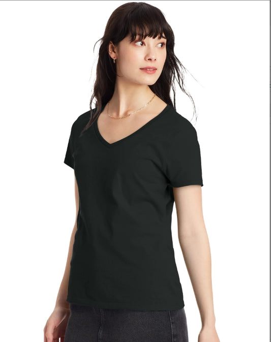 HANES WOMEN V-NECK COTTON T-SHIRT