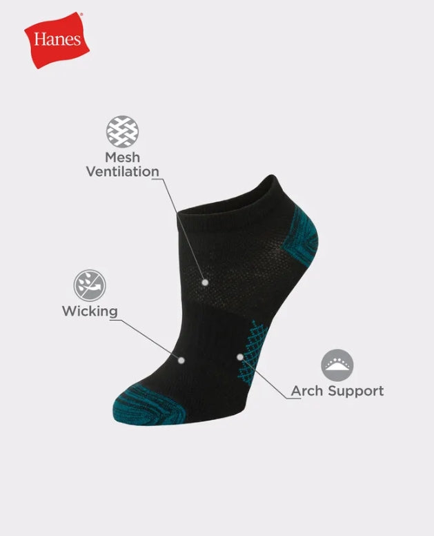 HANES X-TEMP WOMEN'S NO SHOW SOCKS 6-PAIRS