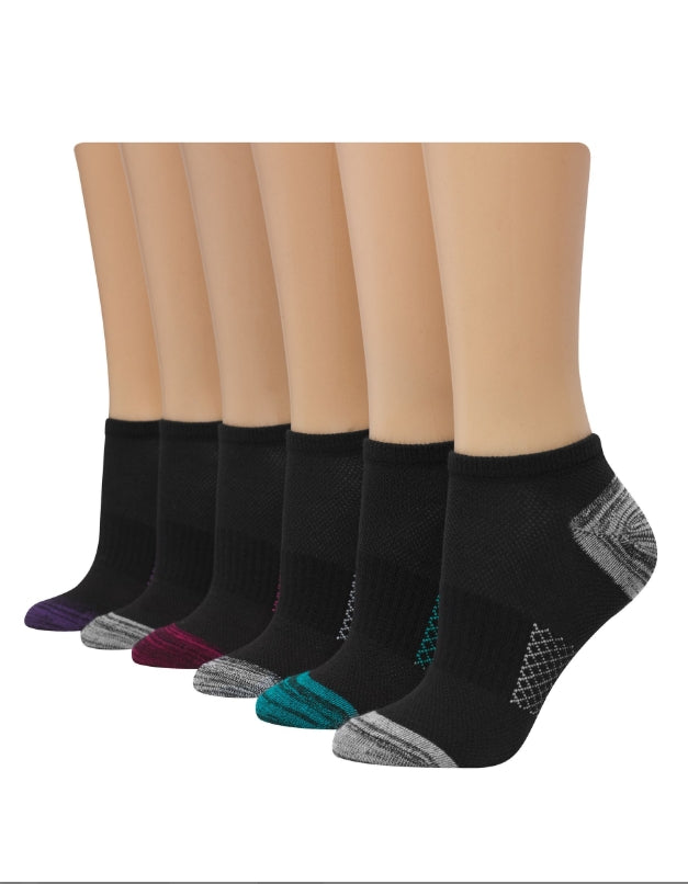 HANES X-TEMP WOMEN'S NO SHOW SOCKS 6-PAIRS