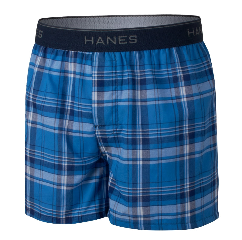 HANES ULTIMATE COMFORTSOFT BOYS' WOVEN BOXER UNDERWEAR ASSORTED PLAID 4-PACK