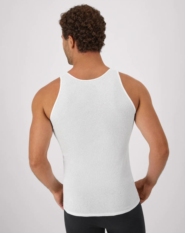 HANES MEN'S COTTON TANK TOP UNDERSHIRT MOISTURE-WICKING WHITE 6-PACK