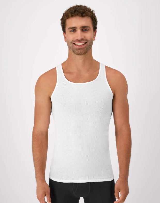 HANES MEN'S COTTON TANK TOP UNDERSHIRT MOISTURE-WICKING WHITE 6-PACK