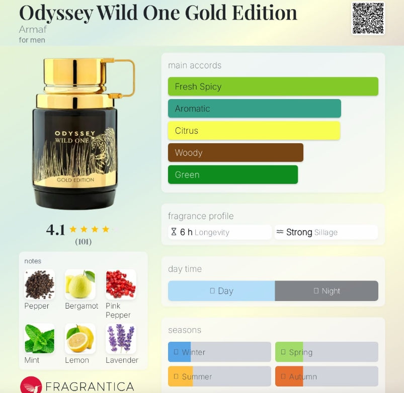 ARMAF ODYSSEY WILD ONE GOLD ED EDP HOMME