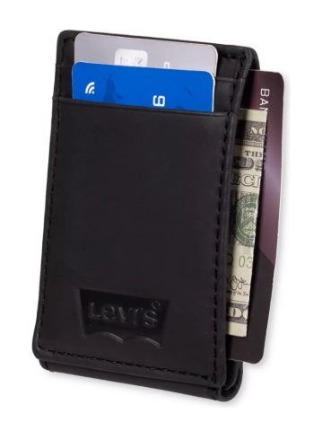 LEVIS LEATHER FRONT POCKET WALLET BLACK 31LV160048