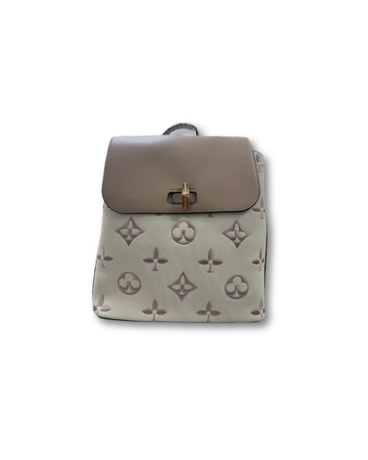 CLASSIC FASHION 3C-9136W-1 BEIGE WHIITE 2 IN 1 BACKPACK BAG