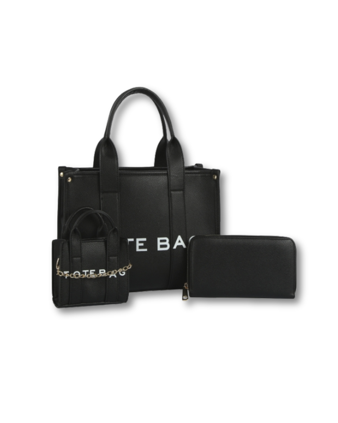 ERIN ANNIE TOTE BAG 3IN1 HANDLE BAG SET BLACK
