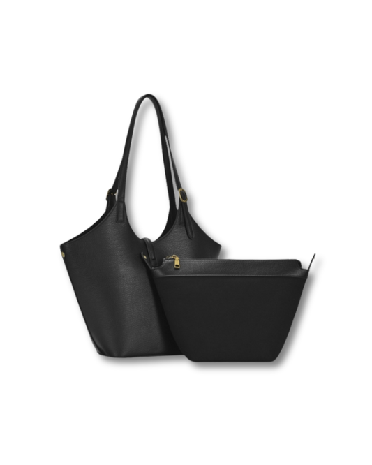 MIZTIQUE 2IN1 SMOOTH SHOULDER TOTE W ZIPPER BAG BLACK