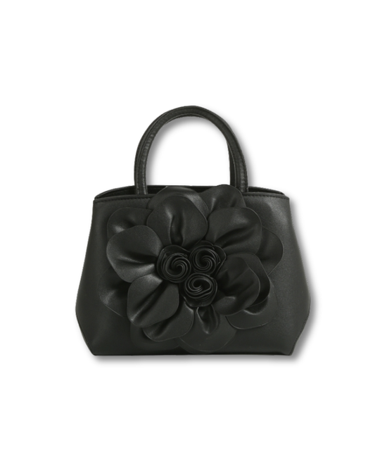 ERIN ANNIE FLOWER SATCHEL BAG CHIC BLACK