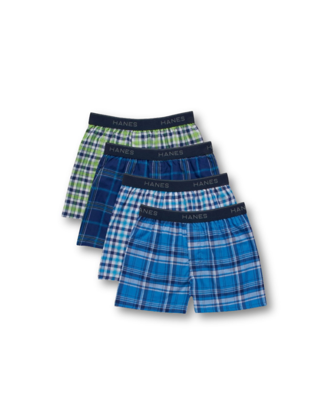 HANES ULTIMATE COMFORTSOFT BOYS' WOVEN BOXER UNDERWEAR ASSORTED PLAID 4-PACK